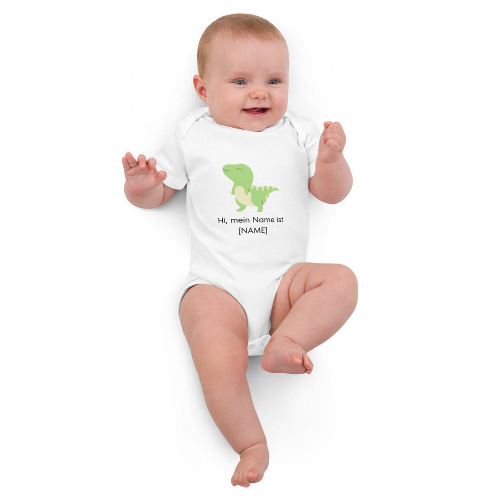 Dino Babystrampler aus Bio-Baumwolle - Weiß / 3-6m