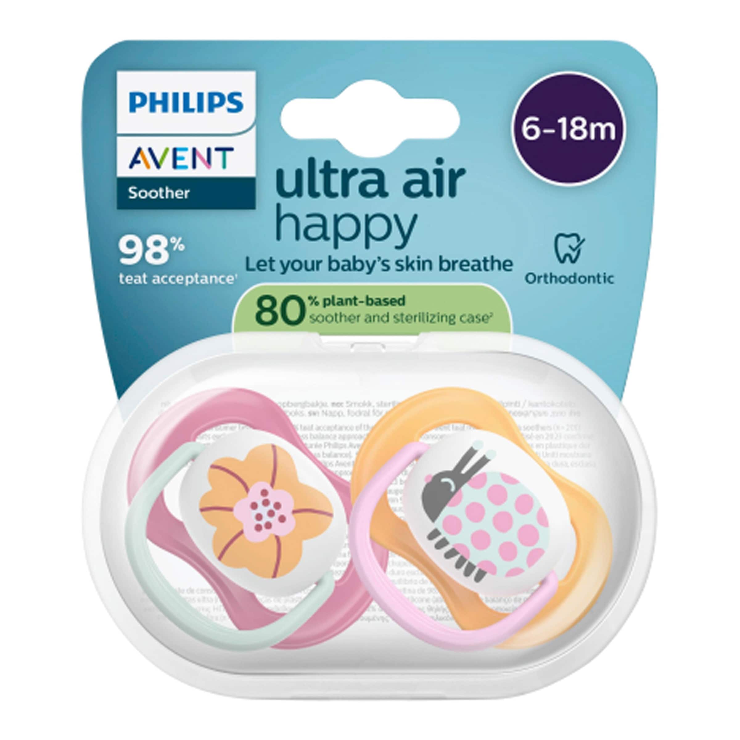 Philips Avent 2er-Pack Schnuller ultra air happy, 6-18M