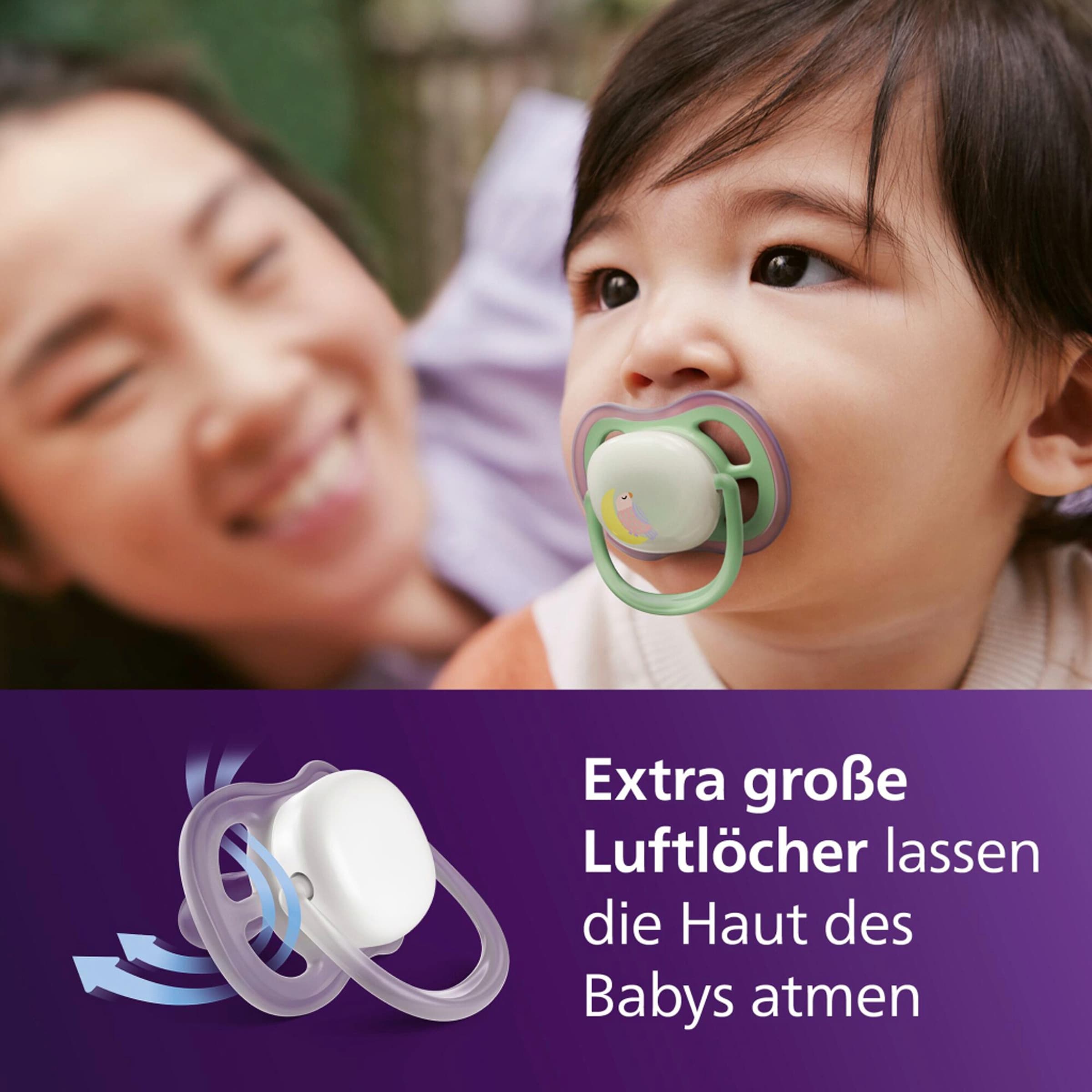 Philips Avent 2er-Pack Schnuller ultra air Nighttime, 6-18M