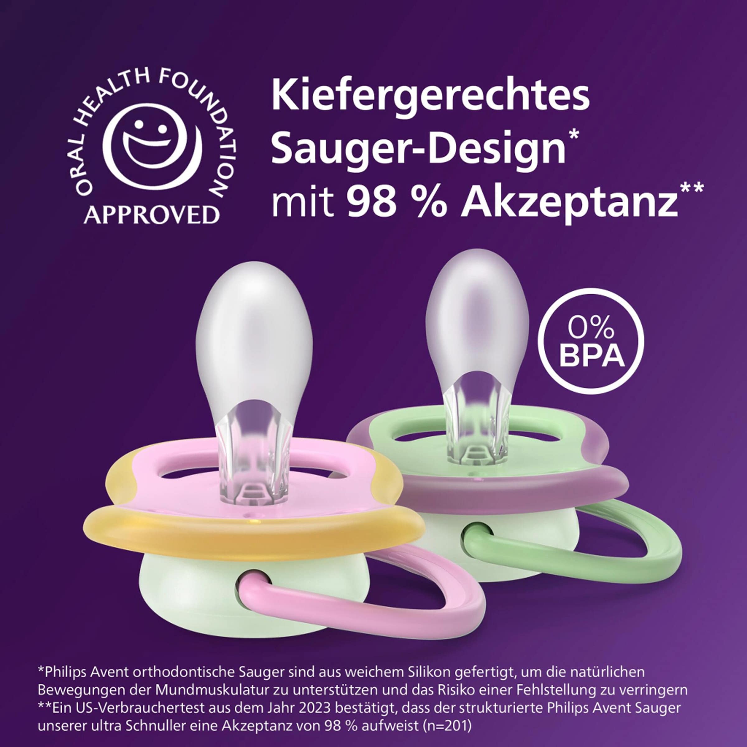 Philips Avent 2er-Pack Schnuller ultra air Nighttime, 6-18M