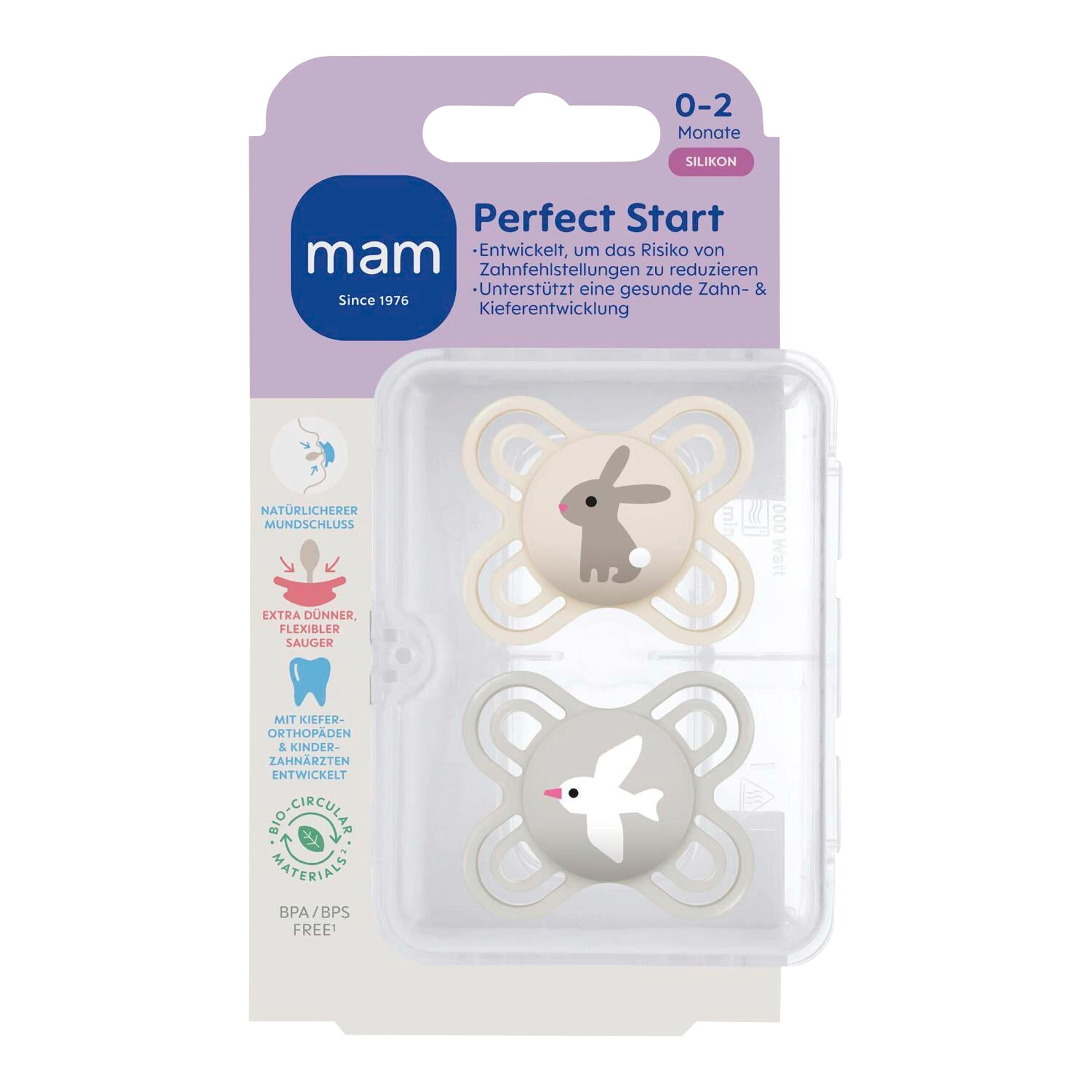 Mam 2er-Pack Schnuller Perfect Start Silikon, 0-2M