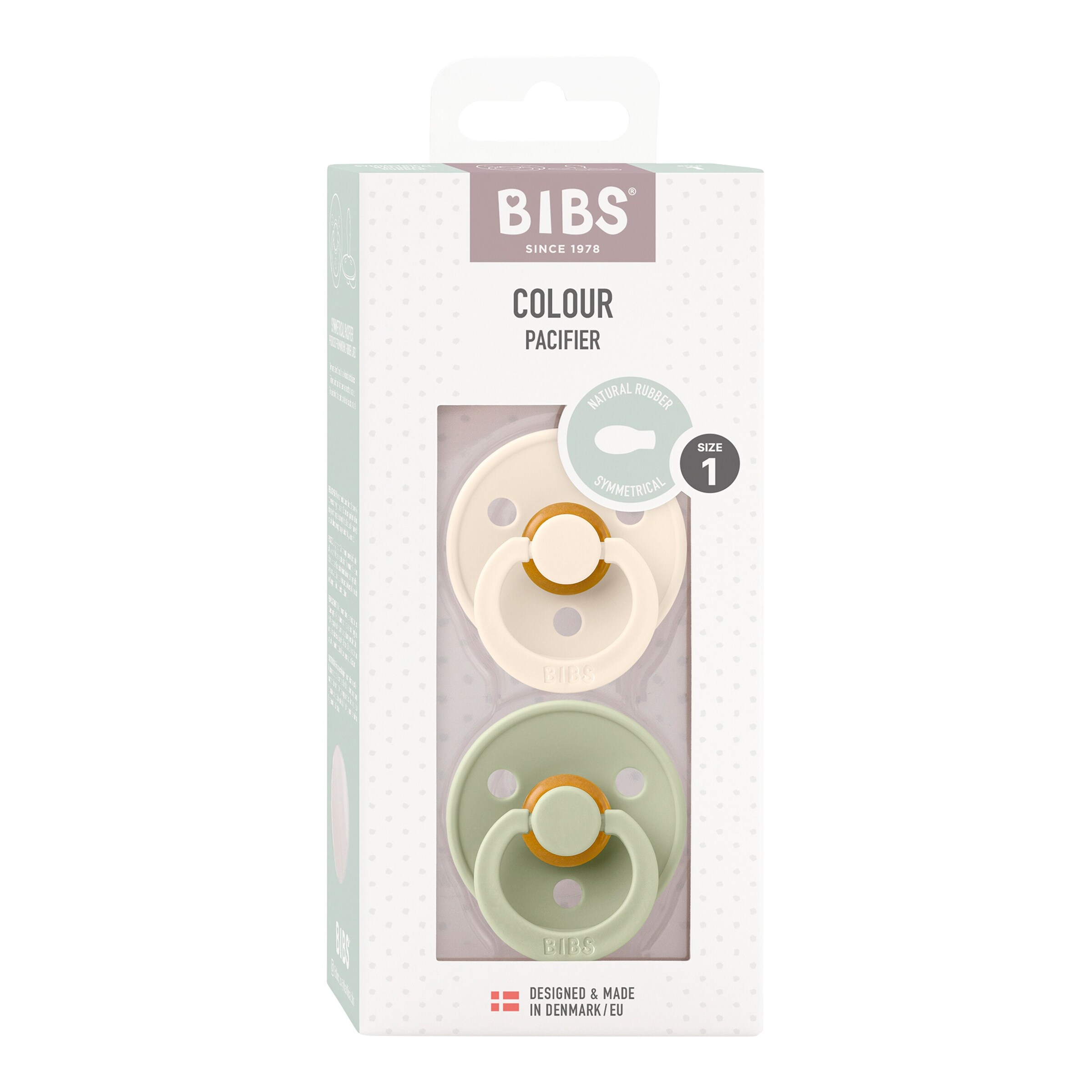 Bibs 2er-Pack Colour Schnuller Latex, symetrisch, 0-6M
