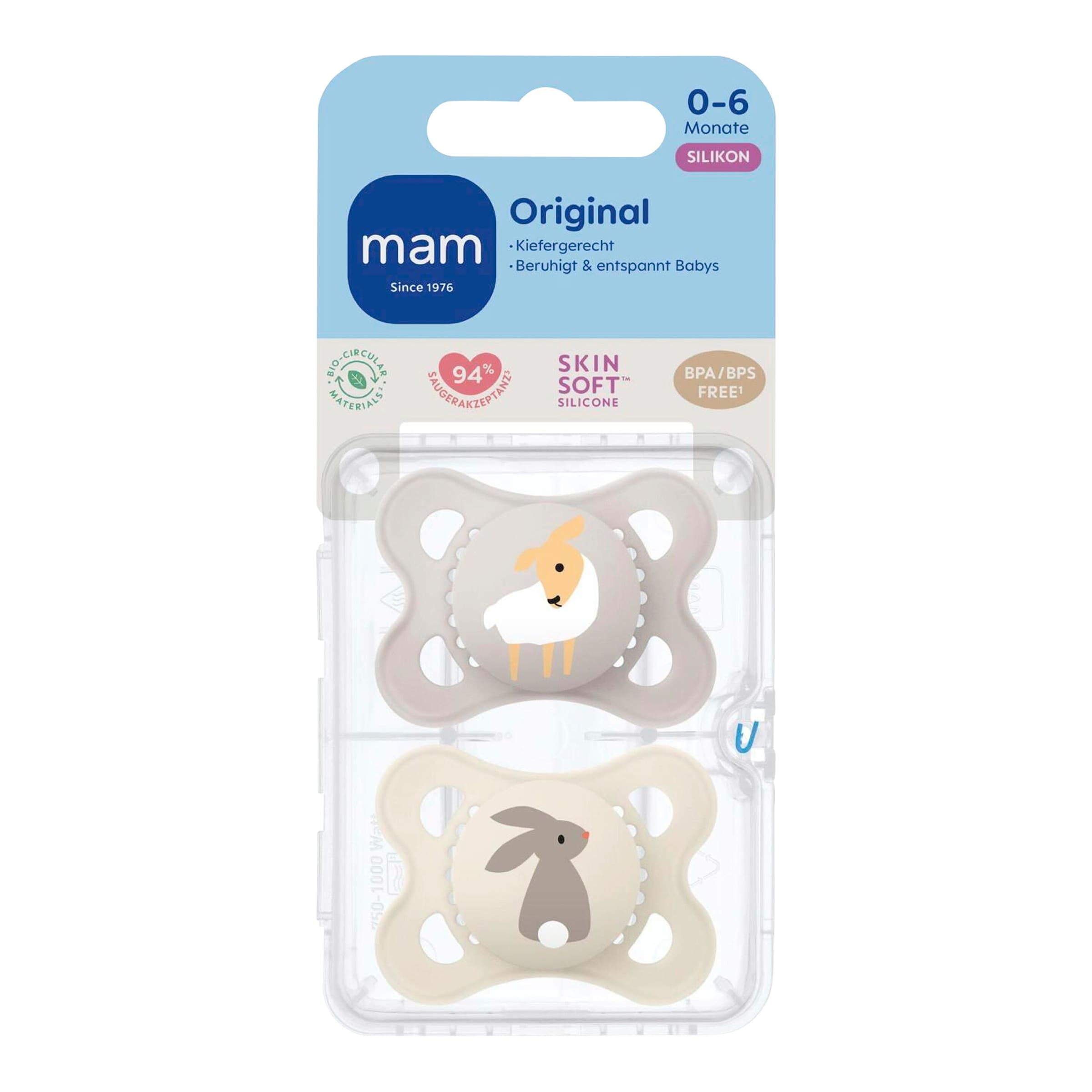 Mam 2er-Pack Schnuller Original Silikon, 0-6M