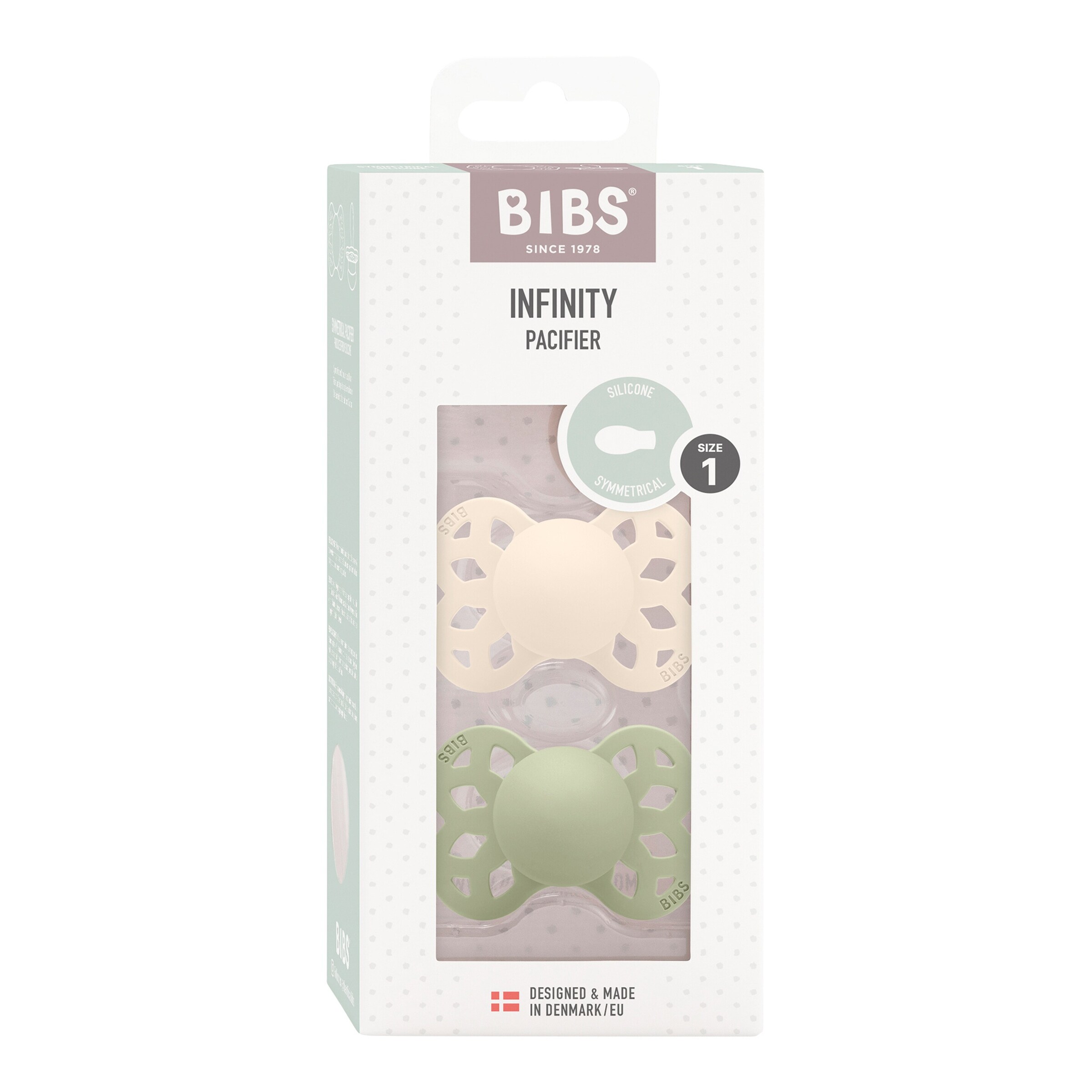 Bibs 2er-Pack Infinity Schnuller Silikon, symetrisch, 0-6M