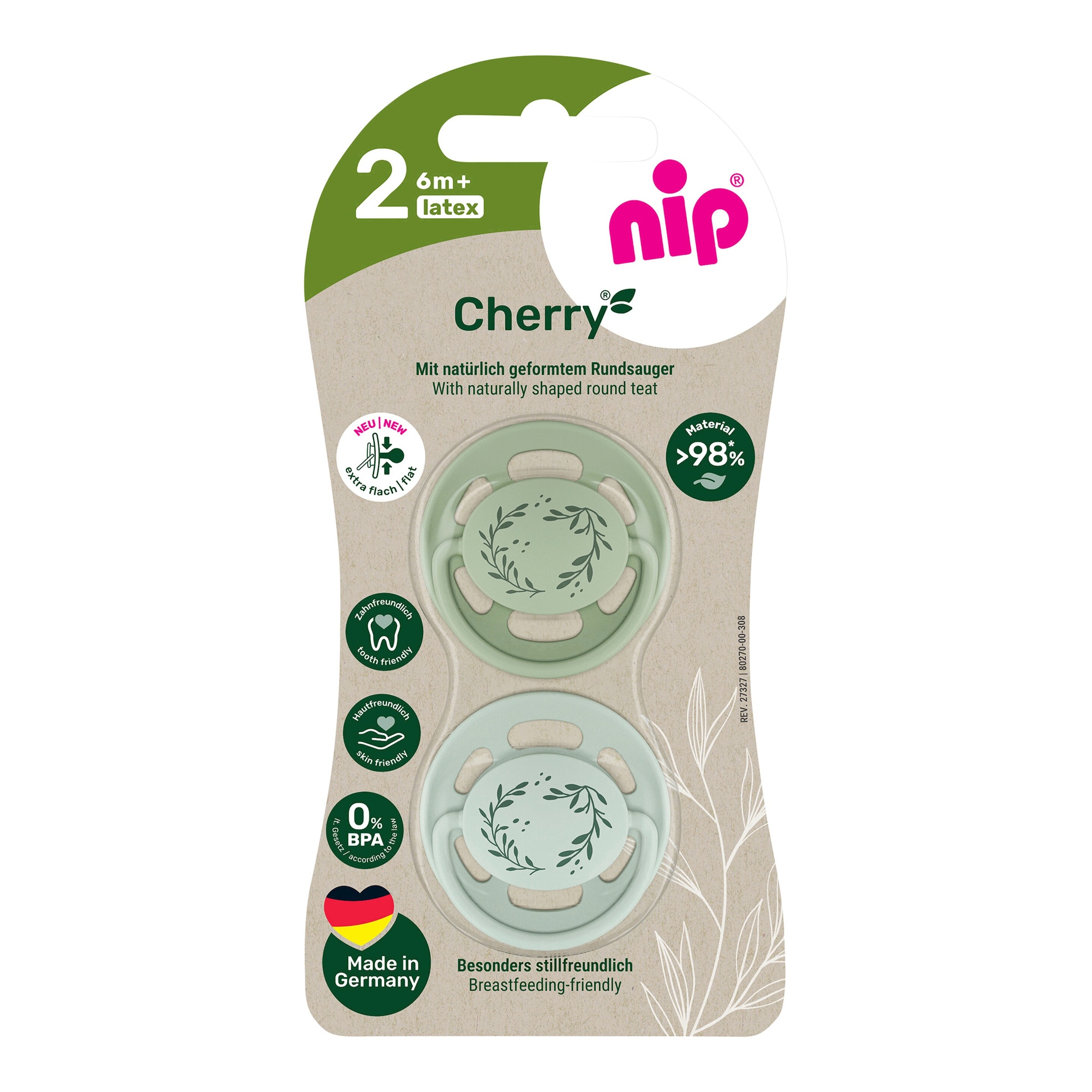 Nip 2er-Pack Schnuller Cherry, Größe 2