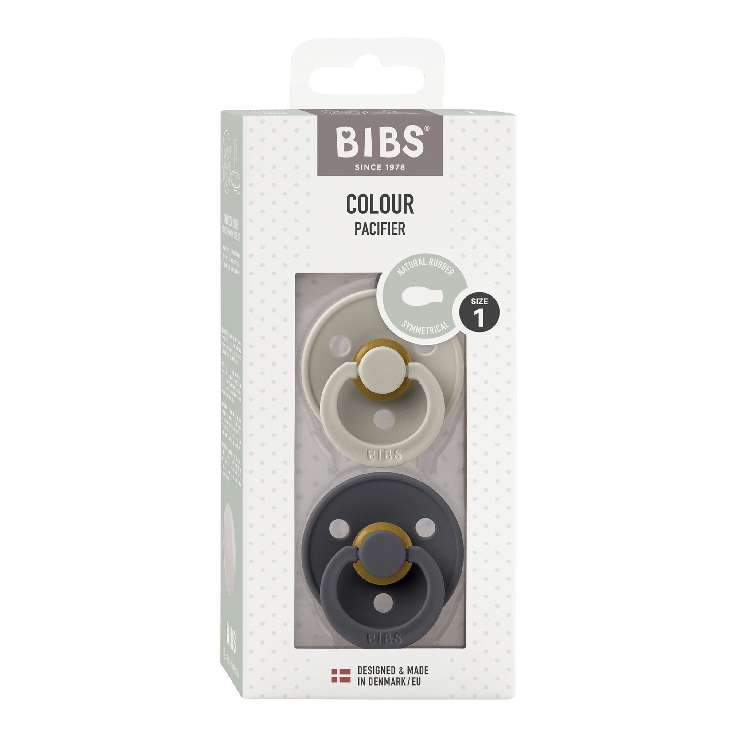 Bibs 2er-Pack Colour Schnuller Latex, symetrisch, 0-6M